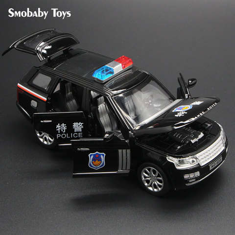 Coche de policía Range Rover de aleación de lujo, SUV, simulación de coches de policía, juguetes, coche musical especial con luces de modelo, regalos para niños, 1:32 ► Foto 1/6