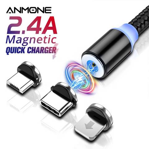 ANMONE Cable magnético Micro USB tipo C carga magnética para xiaomi redmi note7 Android para Umidigi F2 USB C Cable cargador de carga ► Foto 1/6
