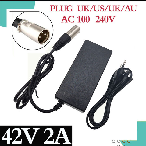 Cargador de batería de litio para bicicleta eléctrica, accesorio de 42V, 2A, para 36V, 10S, entrada de enchufe XLR, 100-240V, envío gratis ► Foto 1/6