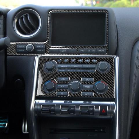 De fibra de carbono cubierta Interior CD panel volante funda equipo turno Trim Kit accesorios de coche para Nissan GTR R35 2008-2016 ► Foto 1/5
