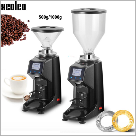 XEOLEO-molinillo de café eléctrico, molinillo de café Espresso de 200W, piedra de afilar plana, molino de café de 500g, máquina de molienda de granos con panel táctil ► Foto 1/6