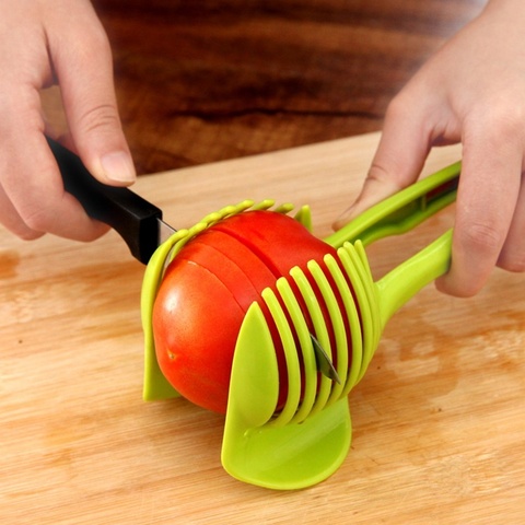 Cortador de fruta, cortadora de vegetales, cortador redondo de tomate, limón y huevo, herramienta de cocina verde 1 unidad ► Foto 1/6