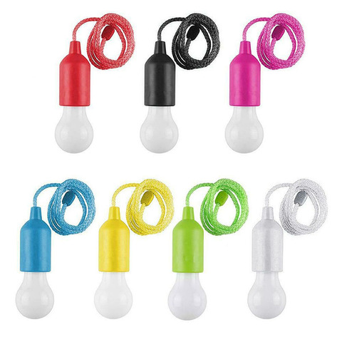 Colores de luz bombilla lámpara de luz LED con cable de tracción bombilla de jardín al aire libre Camping tienda de campaña luz LED colgante lámpara Dropship ► Foto 1/6