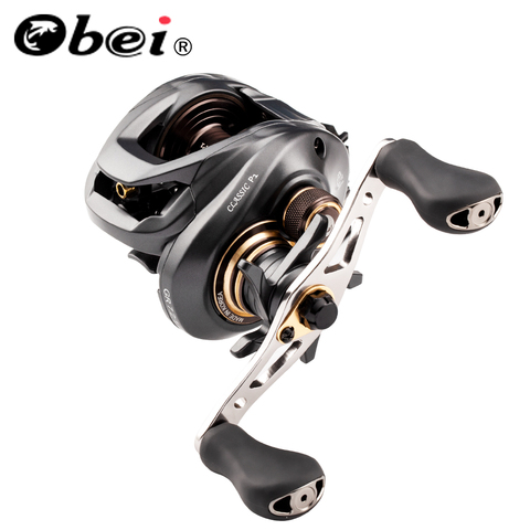 Obei-carrete de pesca clásico P1 Baitcasting, sistema de freno doble, arrastre máximo de 8KG 7 + 1 BBs 7,2: 1, carrete de pesca de alta velocidad ► Foto 1/6