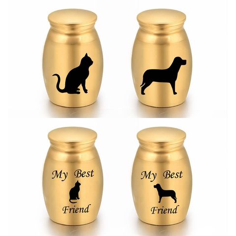 Urna de cenizas de cremación de mascotas, recuerdo conmemorativo de Metal, cofre de almacenamiento de lugar de descanso para perros y gatos ► Foto 1/6