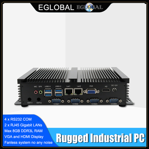 Sin ventilador Mini PC Windows XP/7/8/10 Core i5 3317U 1007U Dual Nics 4 * RS232 COM PC industrial resistente computadora 300 m Wifi BT HDMI + VGA ► Foto 1/6