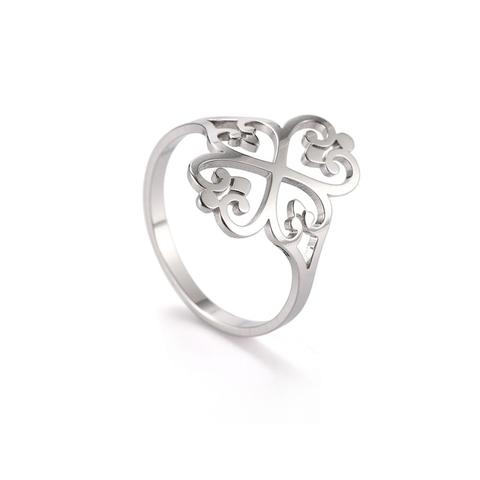 Skyrim mujeres filigrana de flor retro anillos de dedo de plata elegante de Color de acero inoxidable anillo de joyería de la boda, regalo de aniversario ► Foto 1/6