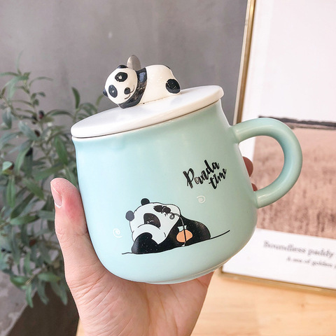 Tres-dimensional Panda de dibujos animados de color esmalte Taza de cerámica lindo taza hombres y mujeres estudiantes Ins artística Hipster regalo ► Foto 1/5