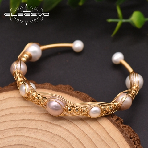 Glseevo barroco Natural perlas encanto pulseras brazaletes para las mujeres de compromiso hecho a mano clásico buenos de lujo joyería GB0935 ► Foto 1/6