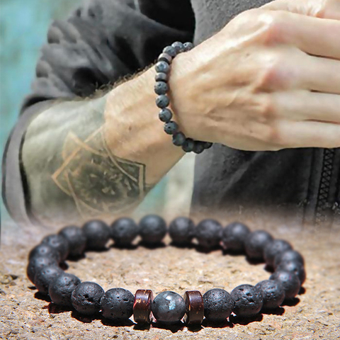 Pulseras difusoras de Lava para hombre, cuentas de piedra lunar Natural tibetana, pulsera de Buda, piedras volcánicas, chakras, regalo de joyería ► Foto 1/6