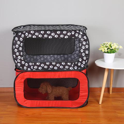 Carpa Rectangular plegable portátil para mascotas, corralito para casa de perro, perrera para cachorro, cerca para coche al aire libre, tienda de viaje de malla para perros pequeños y gatos ► Foto 1/6