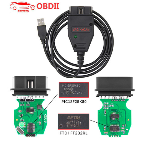 VAG K puede comandante 1,4 K + puede FTDI PIC18F25K80 OBD2 odómetro, herramienta de corrección OBD VAG interfaz de diagnóstico de coche K-line para VW/AUDI ► Foto 1/6