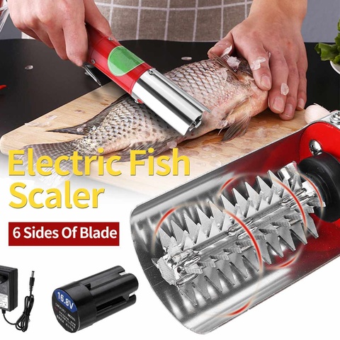 Escalador eléctrico inalámbrico de 120W para pescado, raspador de escamas fácil, removedor de escamas, herramienta portátil de limpieza de mariscos para Cocina ► Foto 1/6