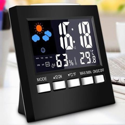 Alarma de estación meteorológica reloj termómetro inalámbrico, medidor de temperatura y humedad ► Foto 1/6