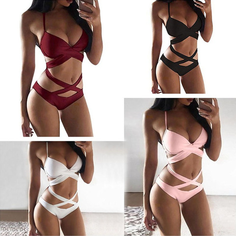 Bikini ahuecado con realce para mujer, Traje de baño con relleno, Trikini, Monokini, bañador Sexy ► Foto 1/5