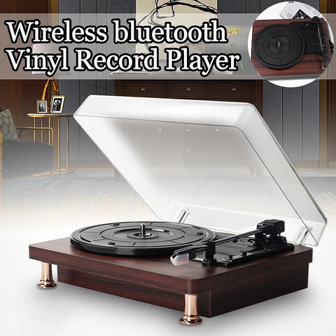 Reproductor de discos de vinilo tocadiscos, tocadiscos Retro con Bluetooth, 33, 45 y 78 velocidades ► Foto 1/6