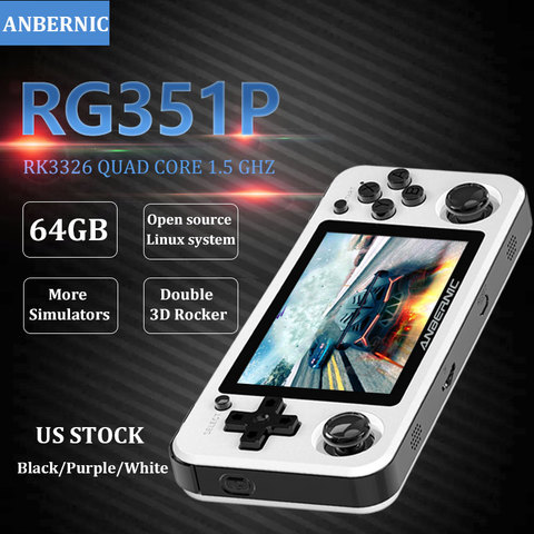 RG351P ANBERNIC Retro Games 2500 juego PS1 RK3326 sistema de código abierto consola de juegos portátil IPS pantalla 3D rocker 64G RG351Emulator ► Foto 1/6