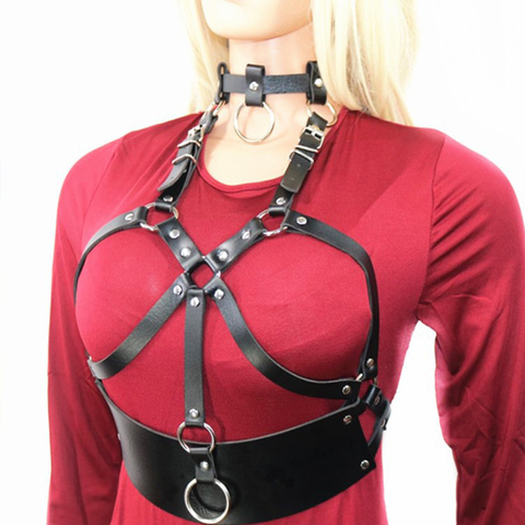 Arnés de pecho Sexy para mujer, top corto de cuero erótico, bdsm, Bondage corporal, herramientas sexuales para mujer, accesorios para cinturón de cintura ► Foto 1/6