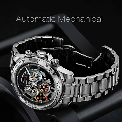 Marca de lujo esqueleto mecánico relojes hombres HAIQIN diseño automático Acero inoxidable relojes para hombres pagani diseño Reloj para hombres ► Foto 1/6
