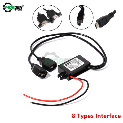 Convertidor de potencia del coche Micro Mini USB, DC-DC de 12V a 5V, 3A, 15W, adaptador de salida de fuente de alimentación de voltaje descendente con protección inversa ► Foto 1/6