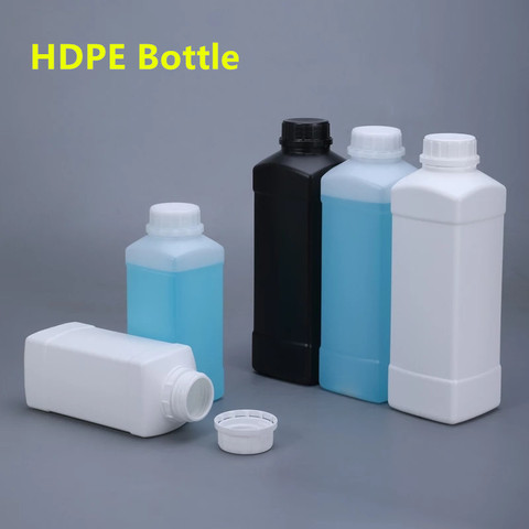 Botella de plástico cuadrada de 500ML y 1000ML con tapa, contenedor de vacío de HDPE a prueba de fugas para pintura, champú, Botellas de Líquido, 1 ud. ► Foto 1/6