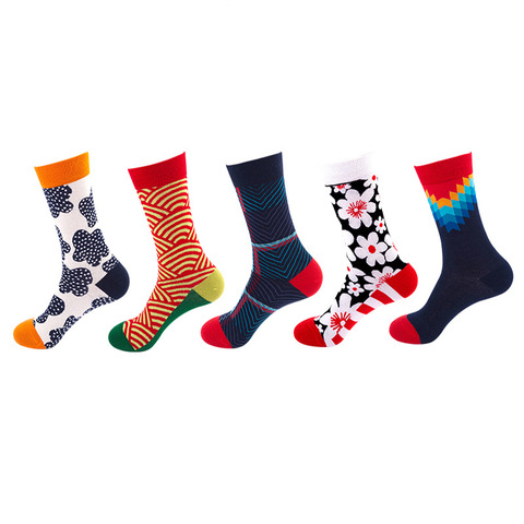 1 par de calcetines de hombre 2022 algodón peinado de alta calidad coloridos divertidos calcetines masculinos creativos calcetines de equipo para vestido de novia casual ► Foto 1/6