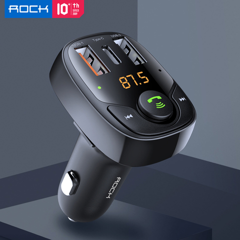 ROCK-cargador de coche con manos libres, receptor de Audio para música, reproductor MP3, transmisor FM con Bluetooth, 36W ► Foto 1/6