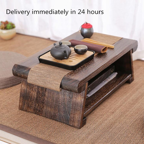 Mesa de té japonesa de madera de plegado múltiple, muebles de sala de estar, mesa plegable de café Tatami compacta minimalista baja ► Foto 1/6