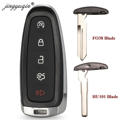 Jingyuqin-carcasa de llave de repuesto para Ford, cubierta de mando a distancia de 5 botones para Ford Edge Escape Flex Explorer Taurus, FO38 HU101 Blade ► Foto 1/5