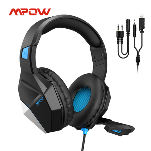 Mpow EG10 juegos por cable auriculares Juegos de PC auriculares con cancelación del ruido Micrófono sonidos Surround para PS4 Xbox un controlador de interruptor ► Foto 1/6