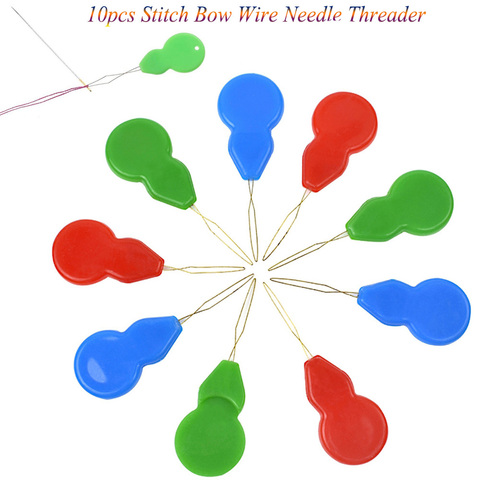 10 unids/lote fácil hilo utensilios para costura con aguja enhebrador ancianos de Guider herramienta de inserción de Color al azar ► Foto 1/6