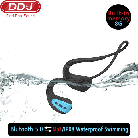 DDJ Q1-auriculares IPX8 para exteriores, inalámbricos por Bluetooth, Auriculares deportivos impermeables con reproductor MP3 y 8 horas de autonomía, para buceo con memoria de 8G ► Foto 1/6