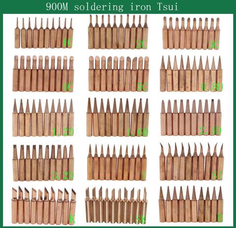 10 unids/lote cobre punta de hierro de soldadura de 900M-T-K/SK/es/B/1C/2C/3C/4C/0.8D/1.2D/1.6D/2.4D/3.2D/cabeza de soldadura para 936 herramienta de soldadura ► Foto 1/6