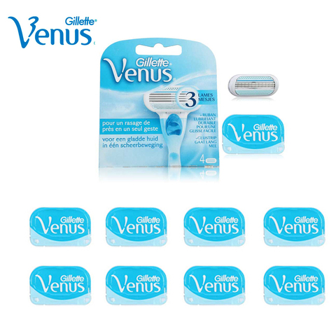 3 piezas unids Gillette Venus cuchillas de afeitar rectas de repuesto edredón té blanco Ultra fino 3 capas cuchillas ajuste mujer curva del cuerpo ► Foto 1/6