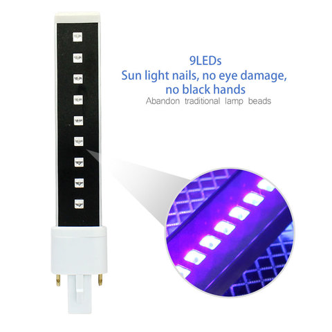 365nm + 405nm doble fuente de luz UV lámpara LED tubo bombilla de luz 9 W lámpara de curado inductivo electrónico reemplazo para secador de uñas ► Foto 1/6