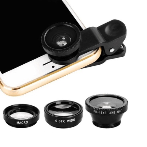 3 en 1 gran angular Macro Fisheye lente Kits de cámara teléfono móvil lentes ojo de pez con Clip 0.67x para iPhone Samsung todos los teléfonos móviles ► Foto 1/6