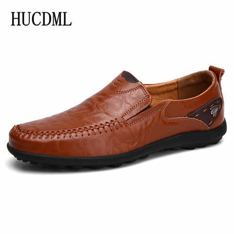 Mocasines de cuero de vaca cosidos a mano para hombres cómodos zapatos informales para conducir Fondo suave talla grande 38-47 soporte Dropshipping ► Foto 1/6