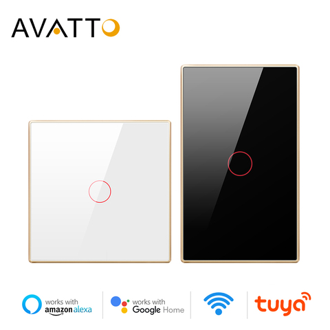 AVATTO-interruptor de luz inteligente táctil con Panel de cristal y Marco de Metal, enchufe estándar europeo y estadounidense, funciona con la aplicación Tuya, Alexa y Google Home ► Foto 1/6