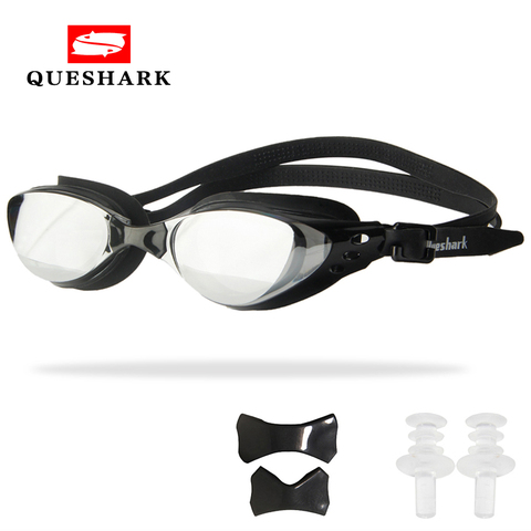 QUESHARK hombres mujeres profesional Electroplate de natación, gafas Anti niebla protección UV gafas de natación impermeable nadar gafas ► Foto 1/6