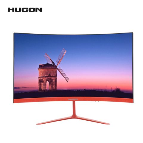 HUGON-Monitor curvo para videojuegos pantalla HD de 24 pulgadas, 1920x1080p, TFT/LCD, PC, 75Hz, Q24/Q27 