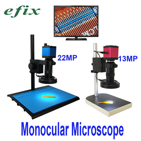 Efix 13MP HDMI VGA HD microscopio Monocular Cámara Digital + lente de montaje C + 56 anillo de luz LED + soporte reparación teléfono herramienta de soldadura ► Foto 1/6