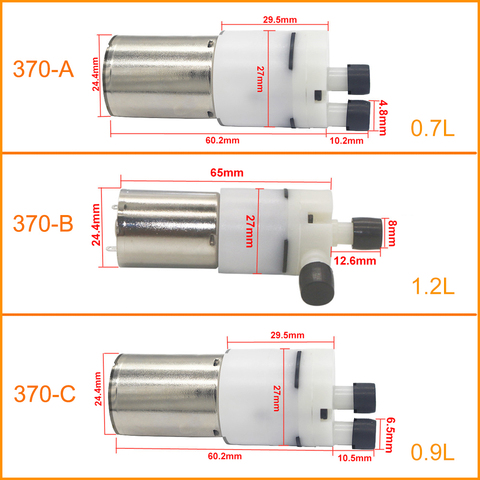 Bomba de agua pequeña de 12V CC con Motor de CC, flujo de agua grande de bajo ruido, 370-0,4 l/min para beber, Mini bomba de vacío de diafragma KLC ► Foto 1/6