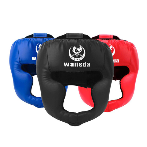 Boxeo casco para hombres, mujeres y niños de boxeo de PU La Guardia Karate Muay Thai lucha MMA Sanda formación de adultos niños equipo ► Foto 1/6