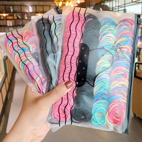 Coleteros elásticos y coloridos para chica, bolsa de 200/500, coleteros para chica, set de gomas para el pelo para niña, accesorios para el cabello ► Foto 1/6