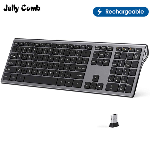 Jelly Comb-teclado inalámbrico recargable, ergonómico, ultrafino, 2,4G, tamaño completo, silencioso, para Windows, ordenador portátil ► Foto 1/1