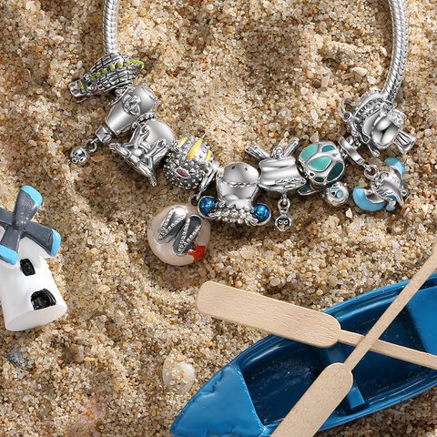 Ocean Series-Cuentas de Metal de plata de ley 2022 para fabricación de joyas, compatibles con dijes originales, brazaletes, mujeres y hombres, novedad de verano de 925 ► Foto 1/6