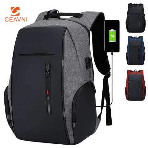 CEAVNI-mochila impermeable con carga USB para hombre, bolsa de negocios informal Oxford para ordenador portátil de 15,6 pulgadas ► Foto 1/6