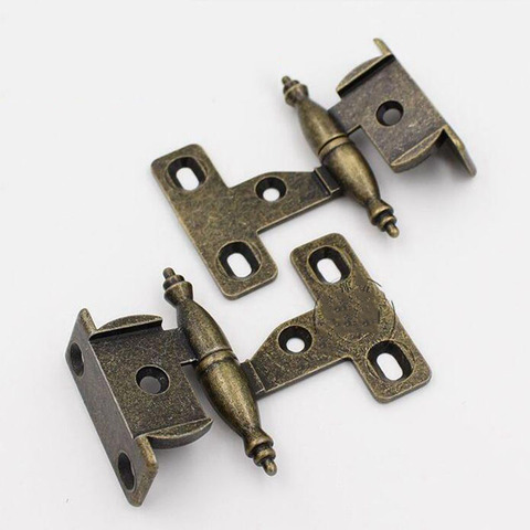 Bisagra de armario antiguo, cabezal de corona plegable de bronce verde, bisagras desmontables para muebles, armario, hardware de reparación de puerta, 2 uds. ► Foto 1/6