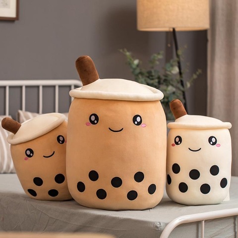 Boba de peluche con forma de taza de té de burbujas para niños, cojín supersuave trasero, 25-70cm ► Foto 1/6