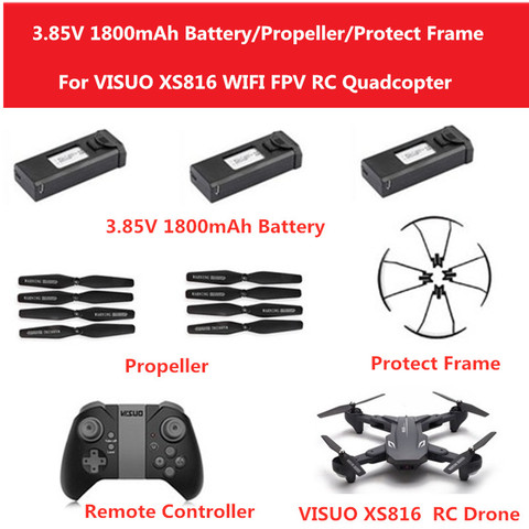 VISUO-Dron XS816 XS-816 RC, 3,7 V, batería de 1800mAh, hélice, marco de protección, mando a distancia, accesorios de repuesto ► Foto 1/6